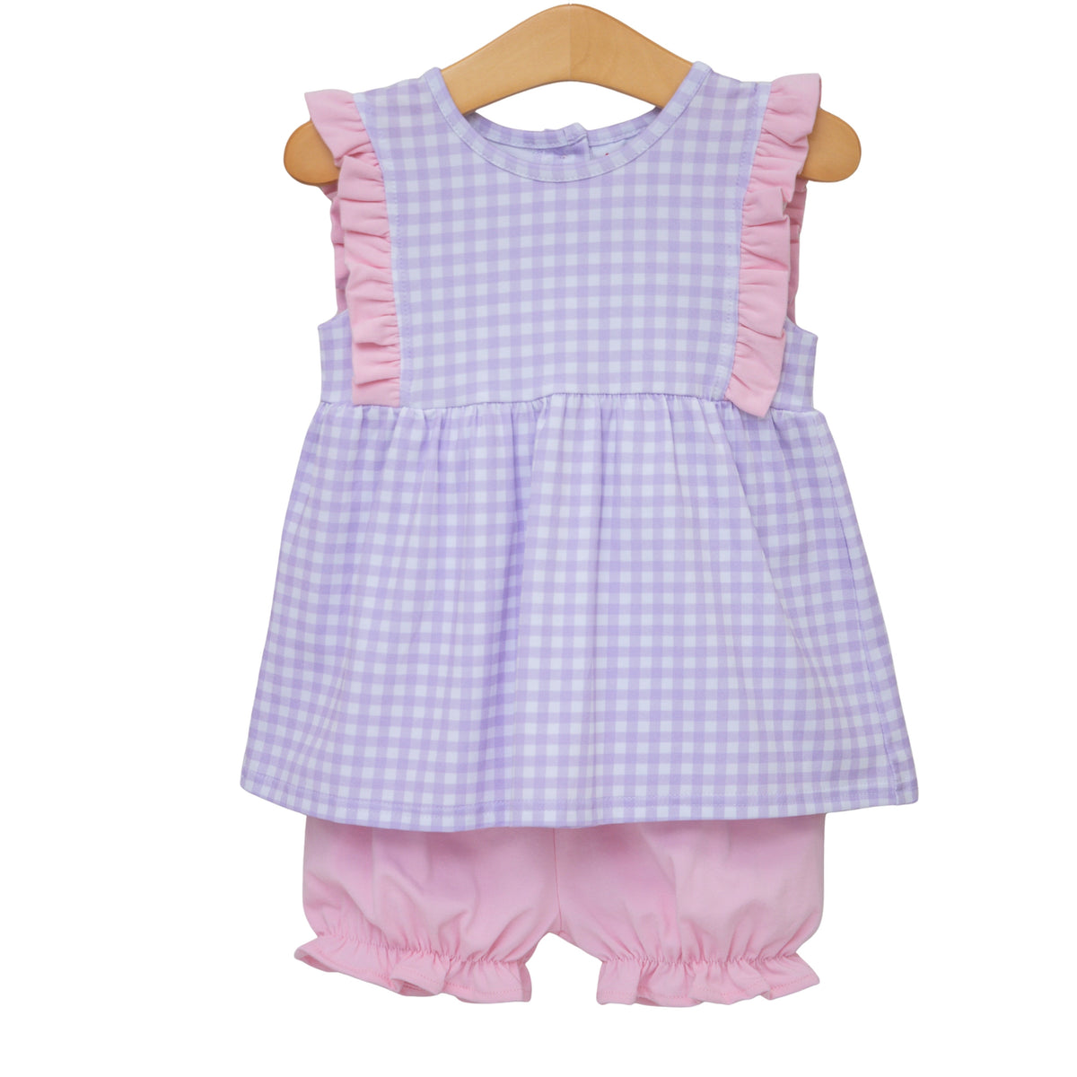 Evie Bloomer Set- Lavender Gingham with Light Pink