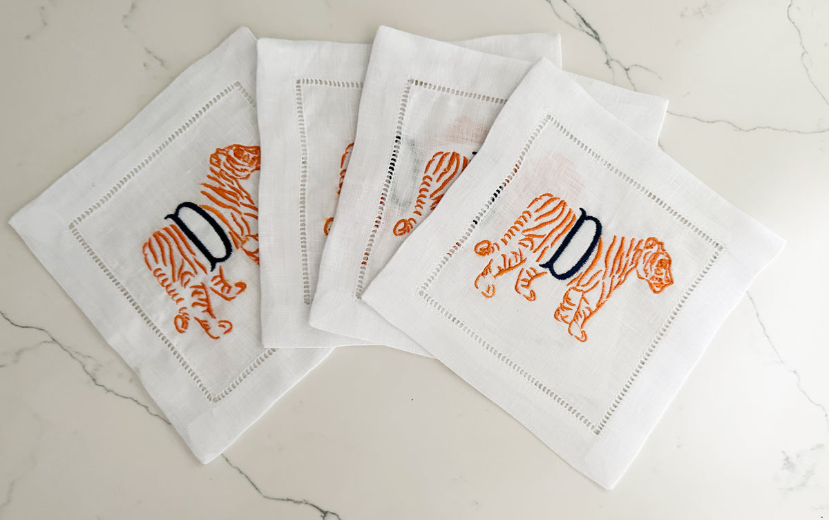 Tiger Monogram Cocktail Napkins