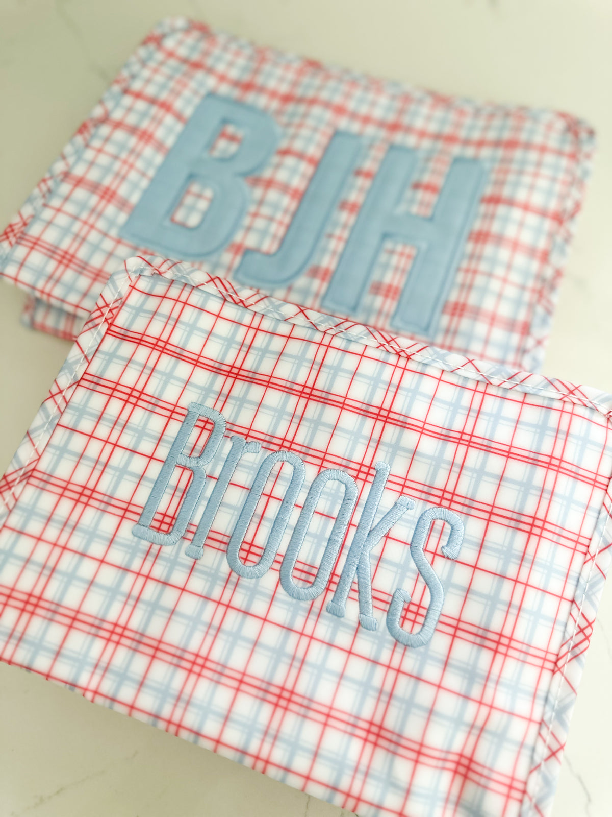 Medium Roadie in Classic Plaid Red with Embroidery