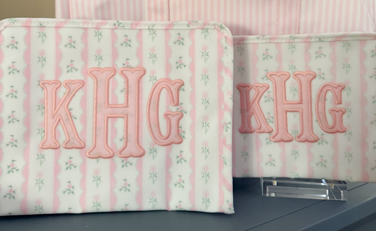 Pink Ribbon Floral Large Roadie with Fishtail Applique