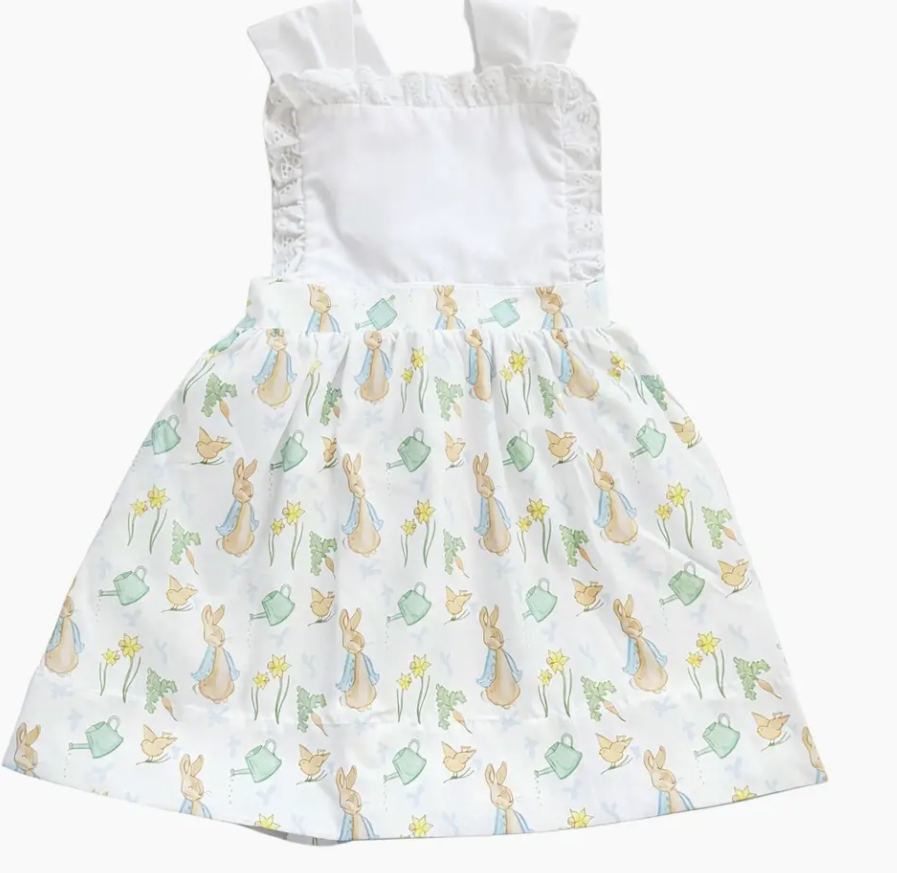 Girl's Watercolor Rabbit Print Sunsuit Dress