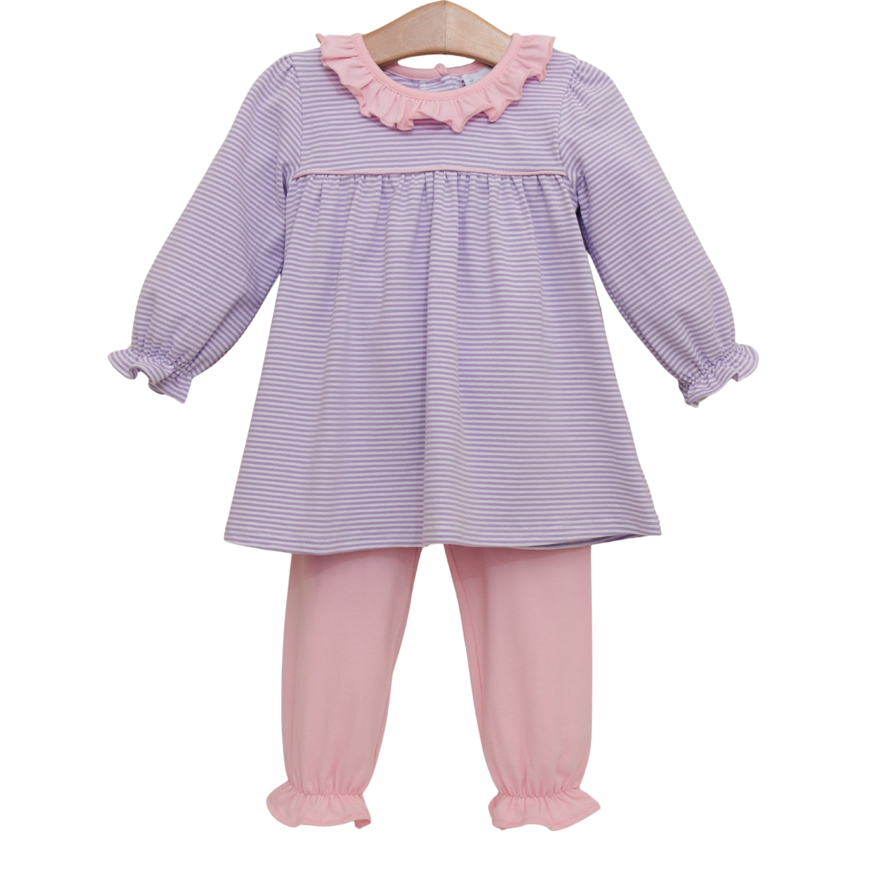 Audrey Bloomer Pant Set- Lavender Stripe / Light Pink