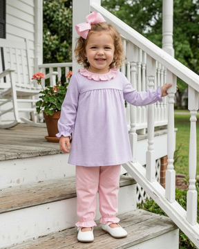 Audrey Bloomer Pant Set- Lavender Stripe / Light Pink