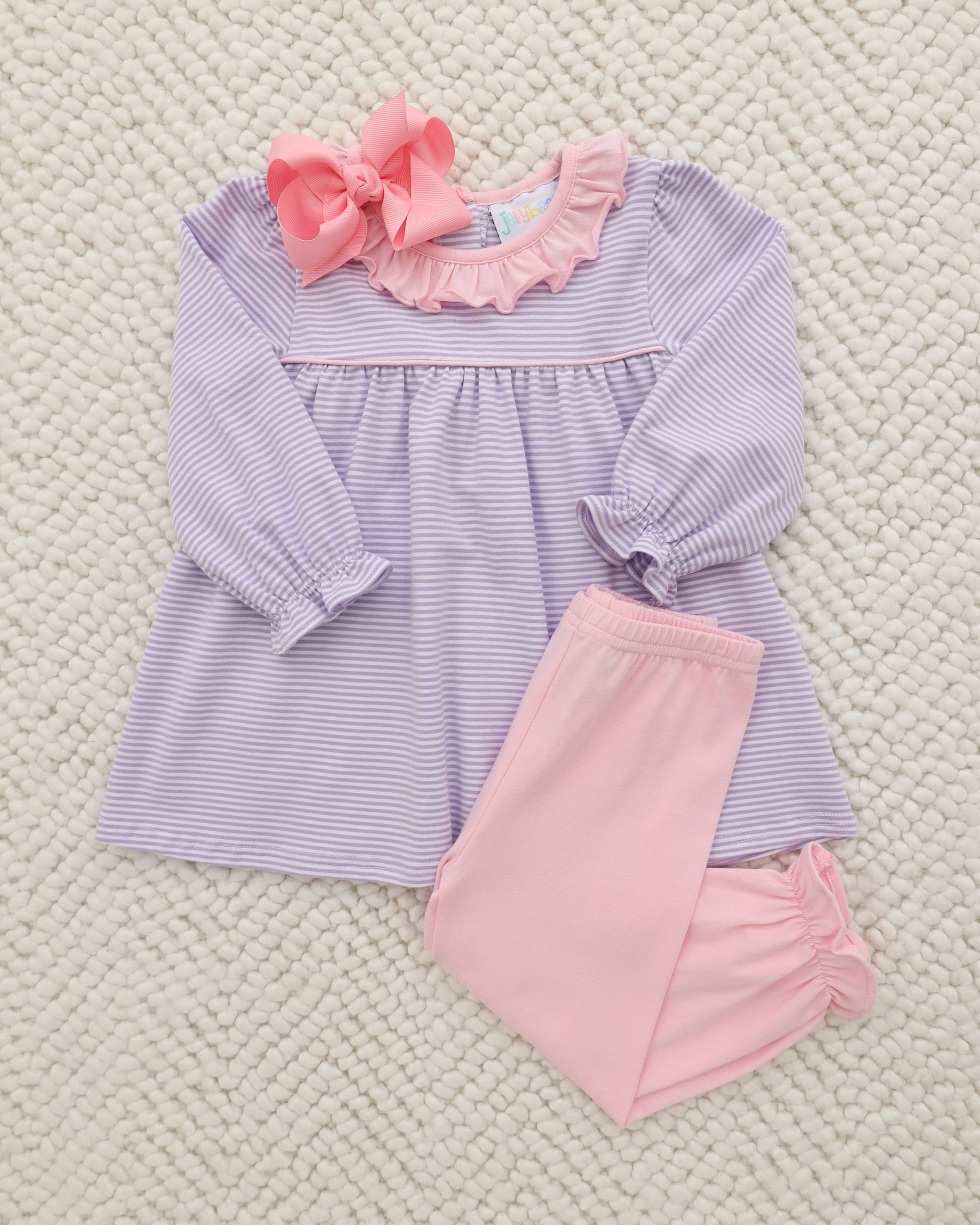 Audrey Bloomer Pant Set- Lavender Stripe / Light Pink