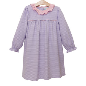 Audrey Dress- Lavender Stripe / Light Pink