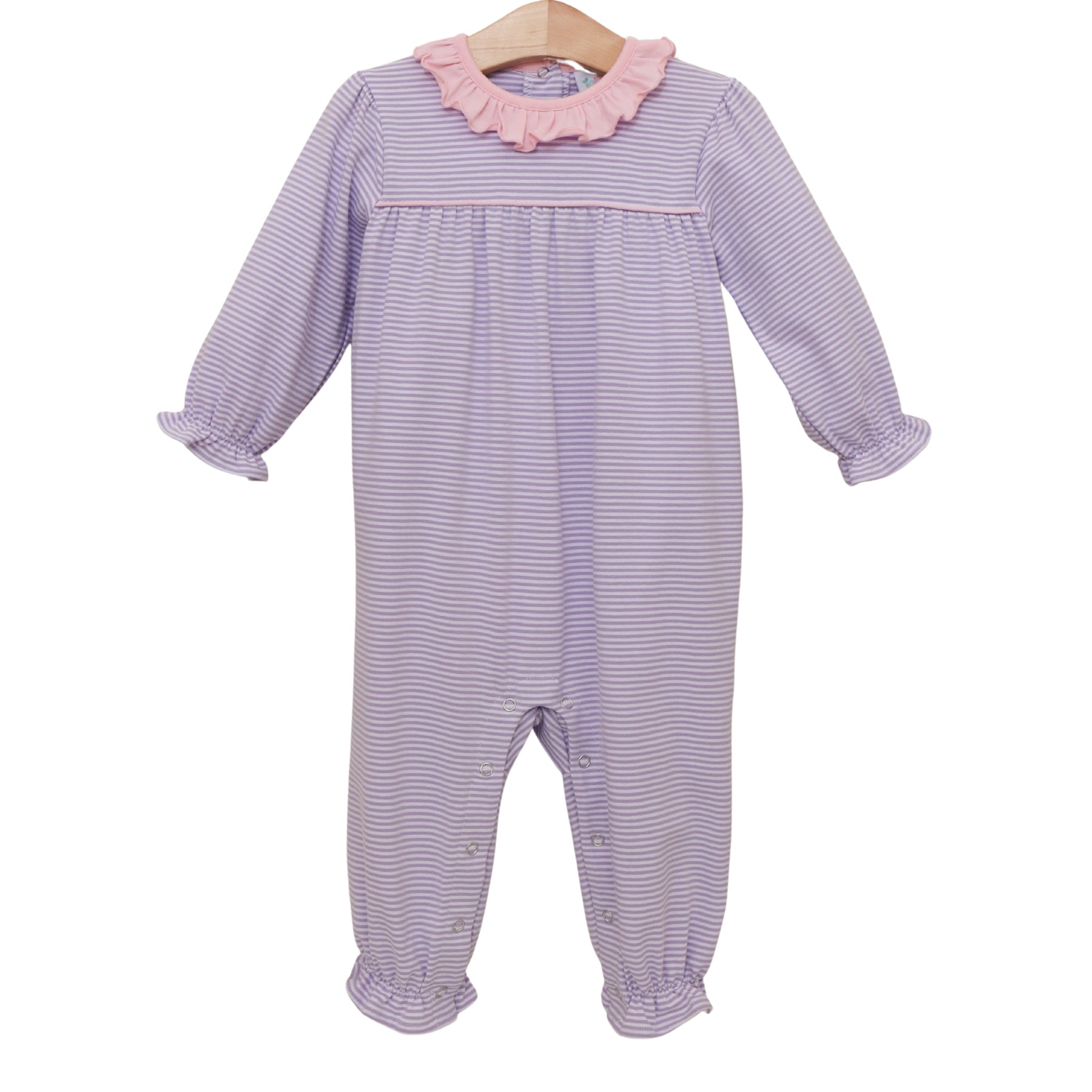 Audrey Romper- Lavender Stripe / Light Pink
