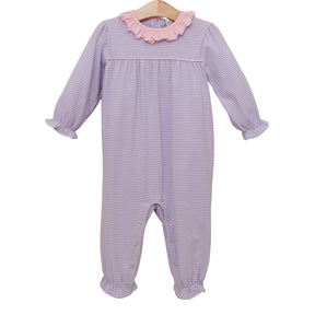 Audrey Romper- Lavender Stripe / Light Pink