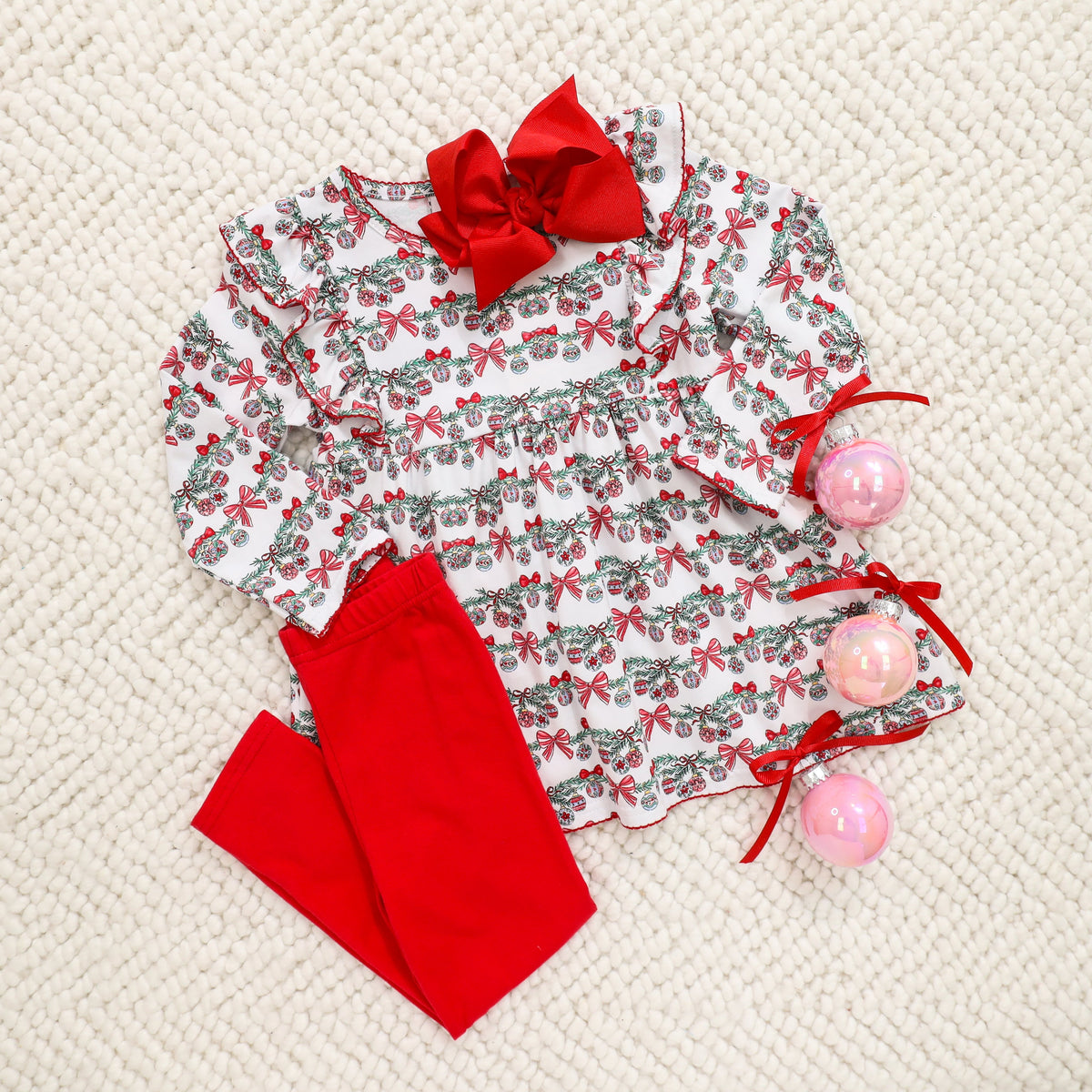 Bows & Baubles Christmas Flutter Pant Set