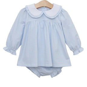 Catherine Diaper Set- Light Blue Windowpane