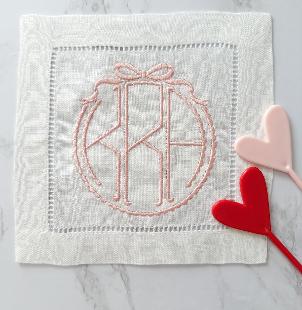 Bow Frame Monogram Cocktail Napkin Set