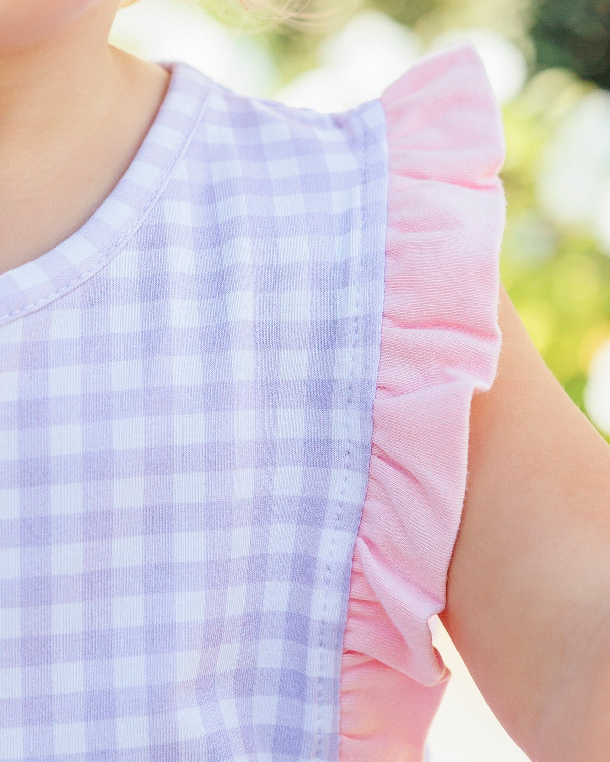 Evie Bubble- Lavender Gingham with Light Pink
