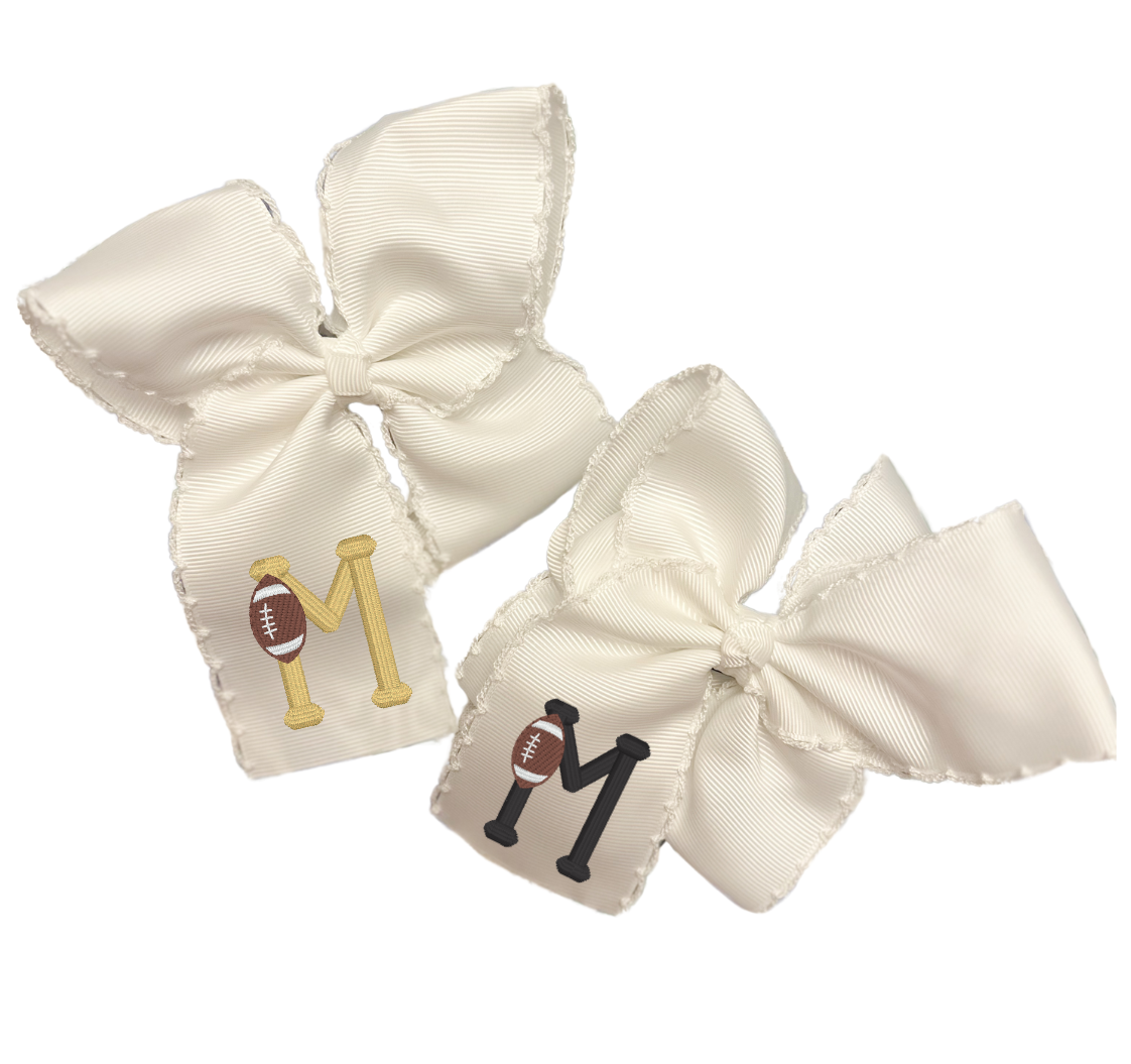 Girl's Game Day Single Initial Bow- Single Bow