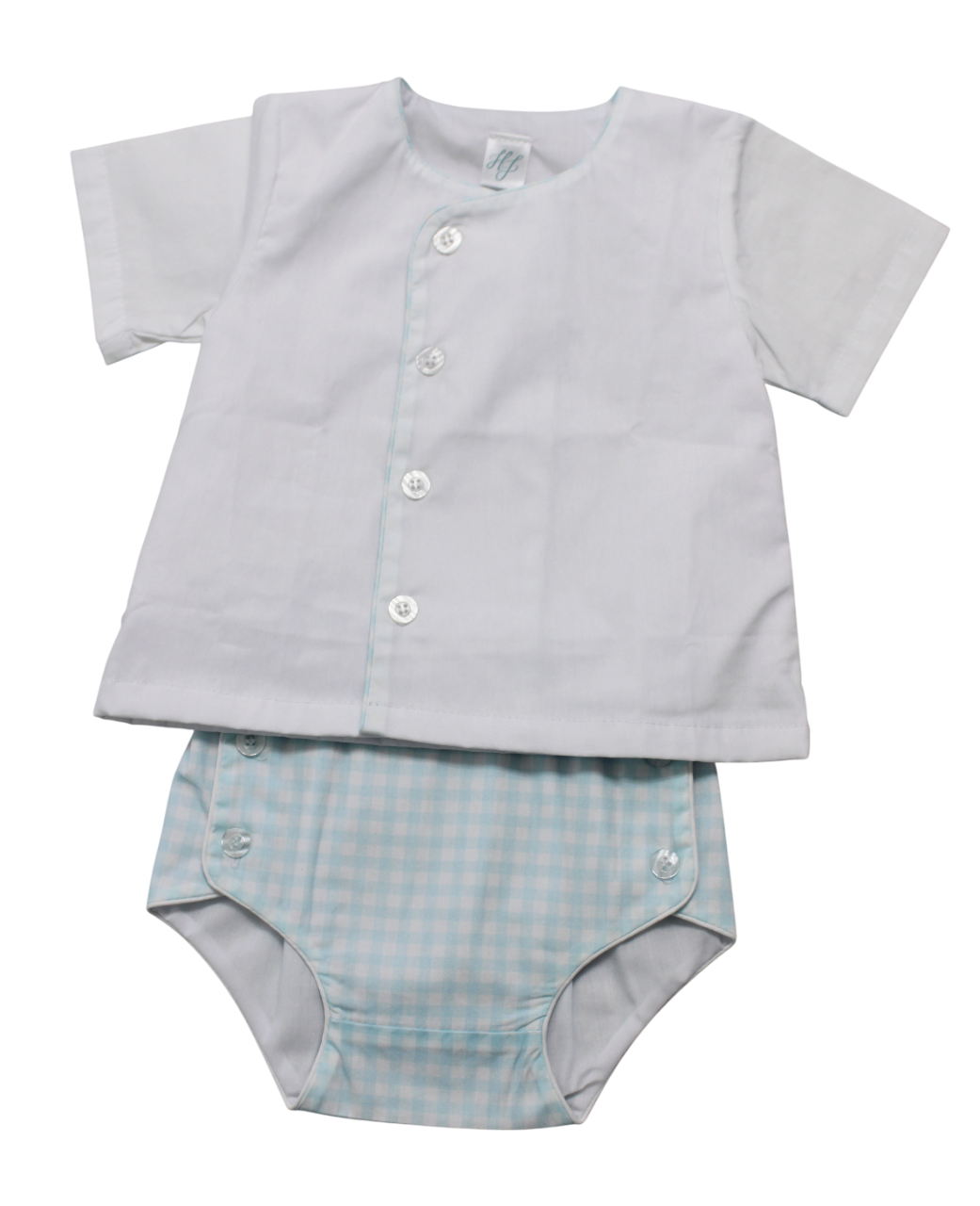 Hampton White and Light Blue Gingham Diaper Set