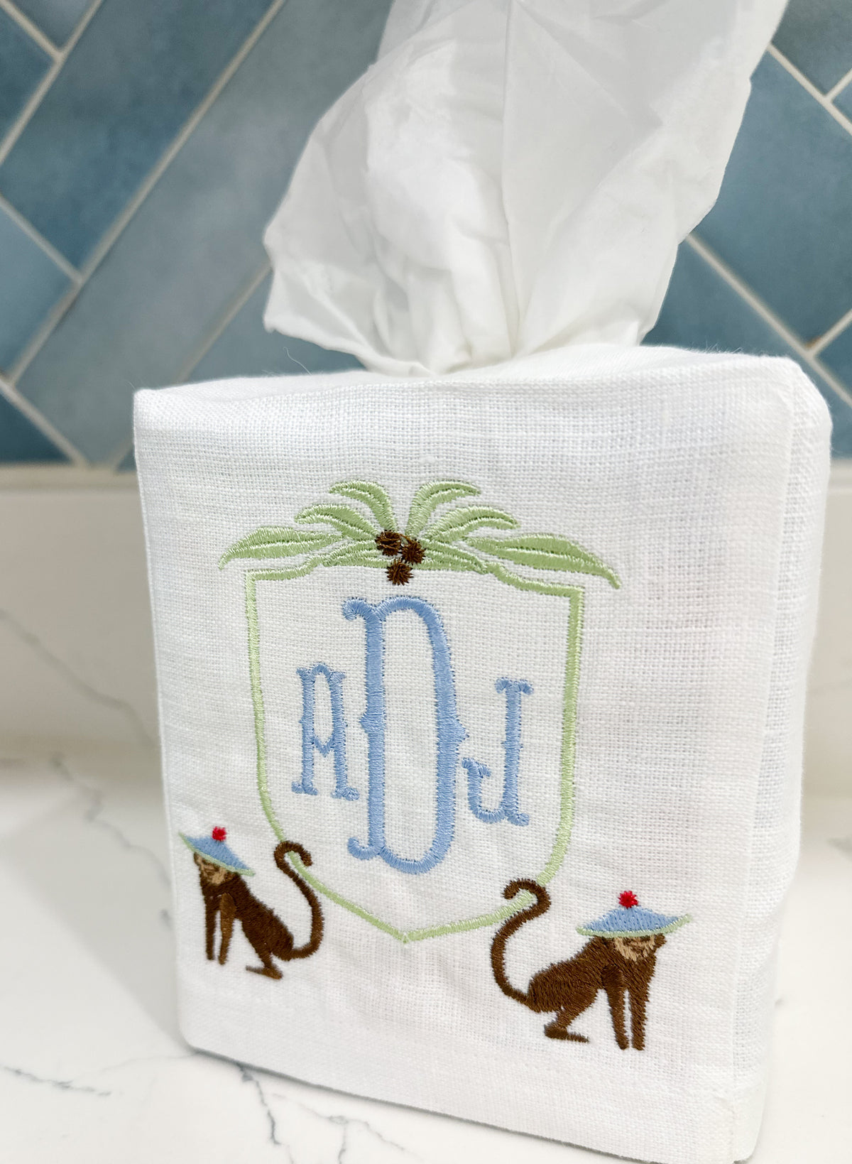 Pagota Monkey Crest Linen Tissue Box Cover