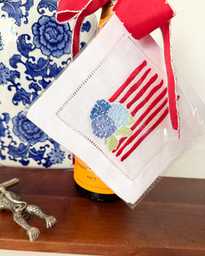 Hydrangea American Flag Cocktail Napkins