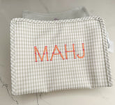 Gingham Pearl Gray “Mahj” Embroidered Medium Roadie
