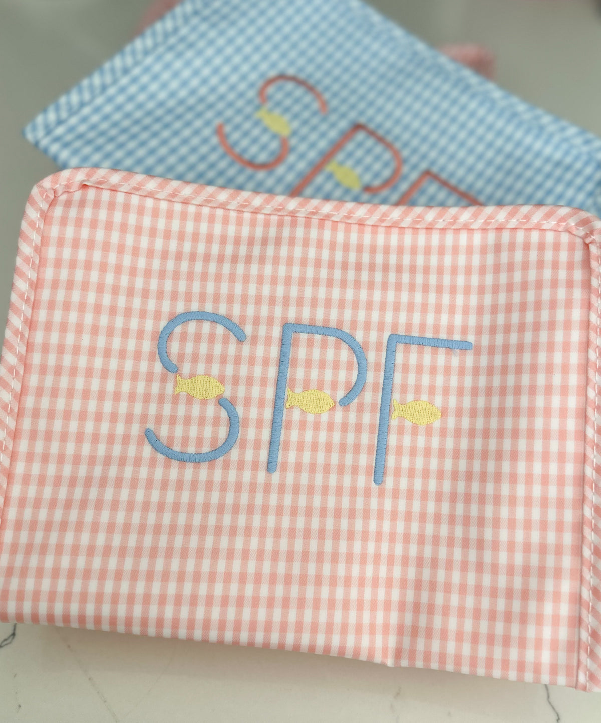 Taffy Gingham “SPF” Embroidered Medium Roadie