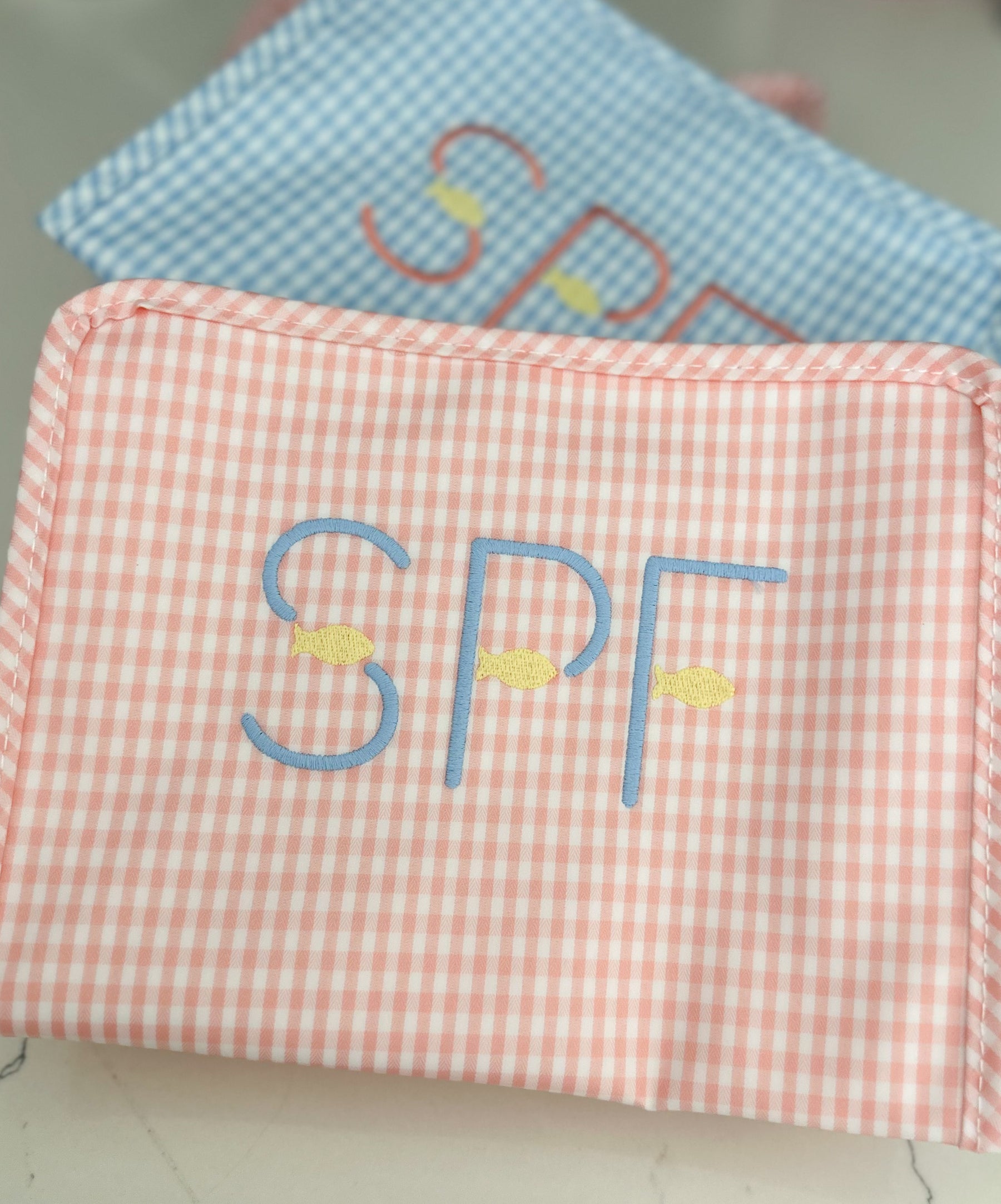 Taffy Gingham “SPF” Embroidered Medium Roadie