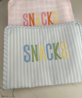 Blue Pimlico Stripe “Snacks” Embroidery- Medium Roadie