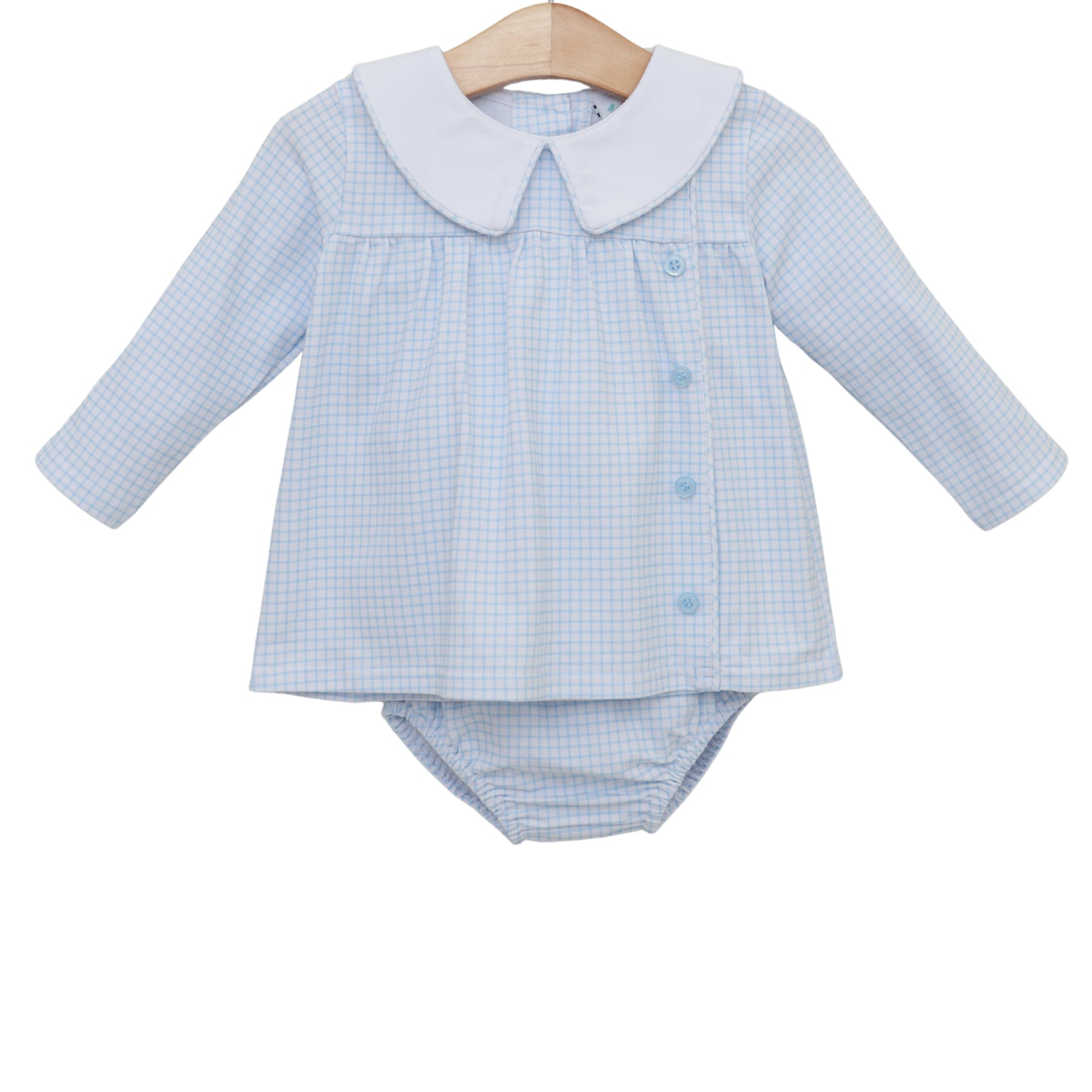 Liam Diaper Set- Light Blue Windowpane