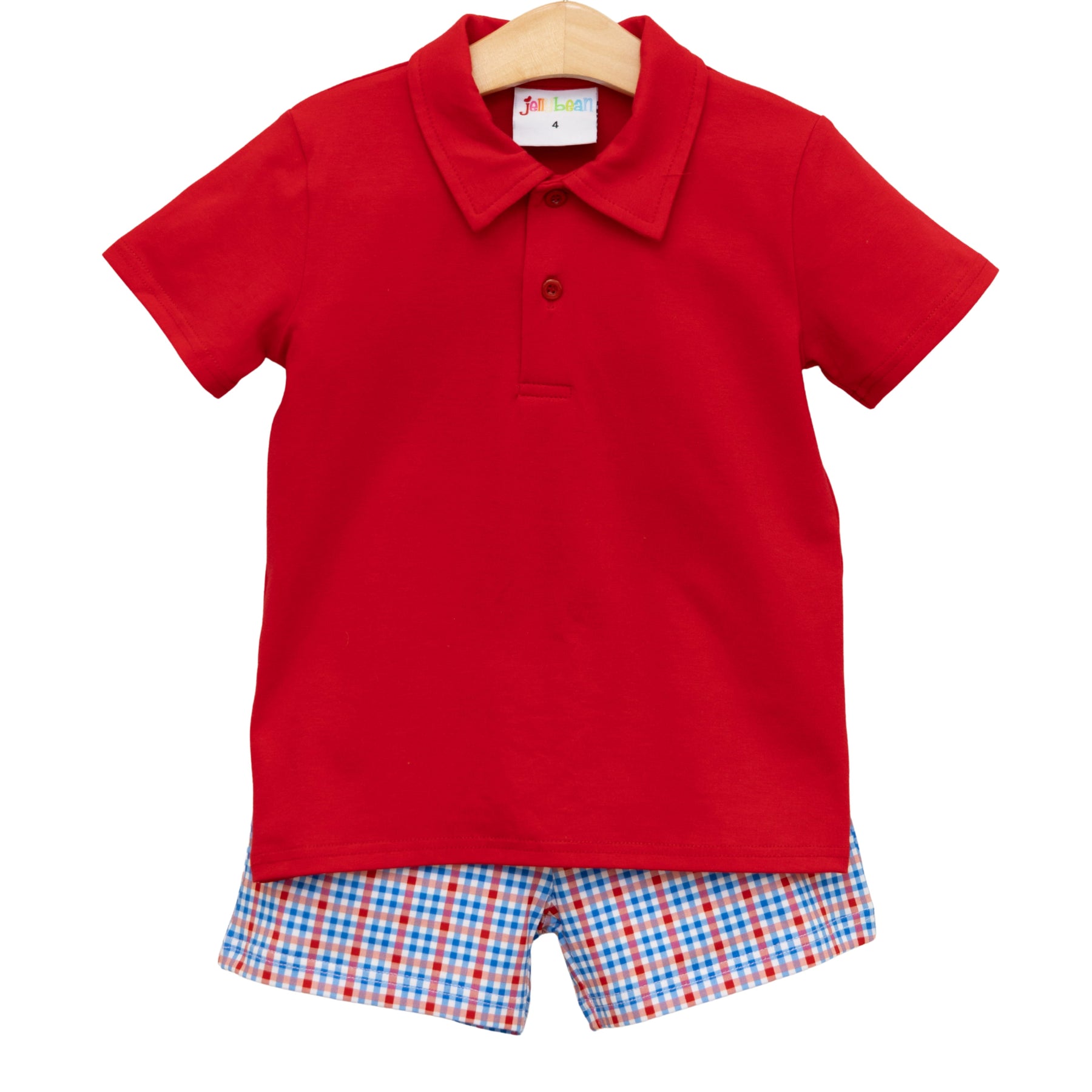 Patriotic Plaid Michael Polo Short Set