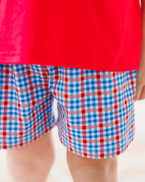 Patriotic Plaid Michael Polo Short Set