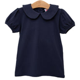 Peter Pan Collar Top: Navy & White