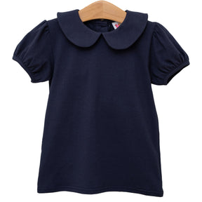 Peter Pan Collar Top: Navy & White