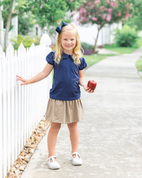 Peter Pan Collar Top: Navy & White