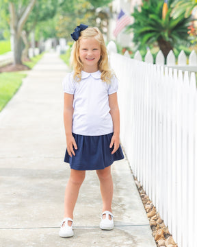 Peter Pan Collar Top: Navy & White