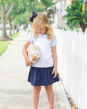 Peter Pan Collar Top: Navy & White