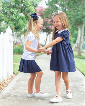 Peter Pan Collar Top: Navy & White