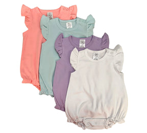 Baby Girl's Flutter Sleeve Bubble (Multiple Colors)