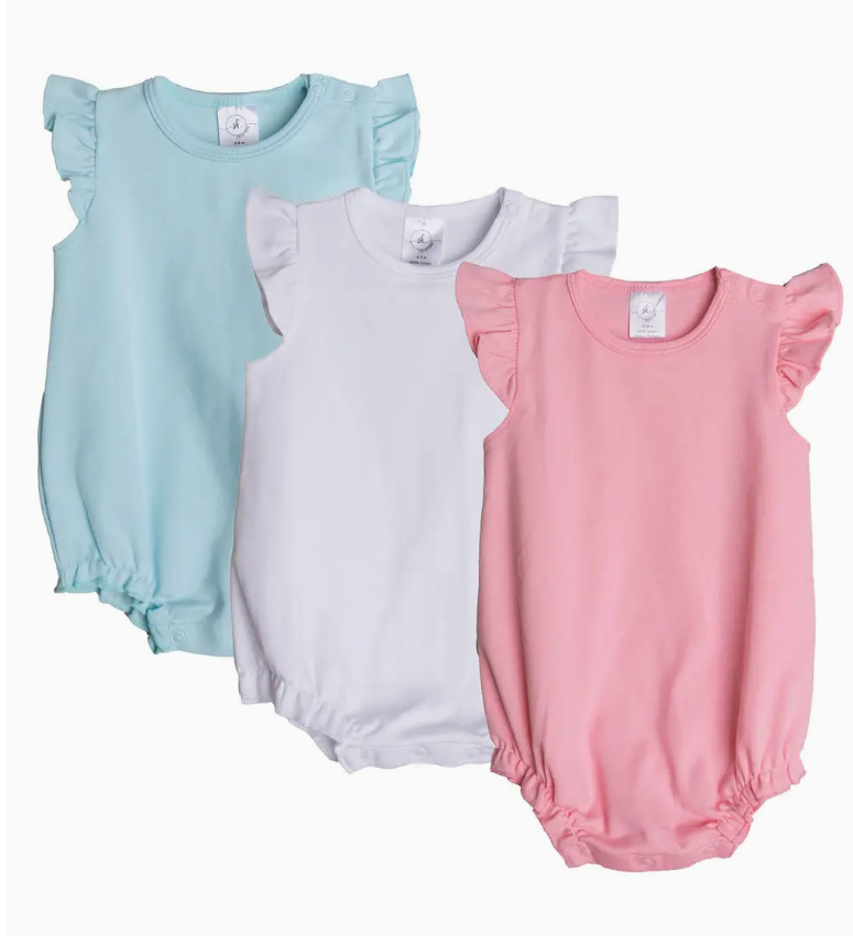 Baby Girl's Flutter Sleeve Bubble (Multiple Colors)