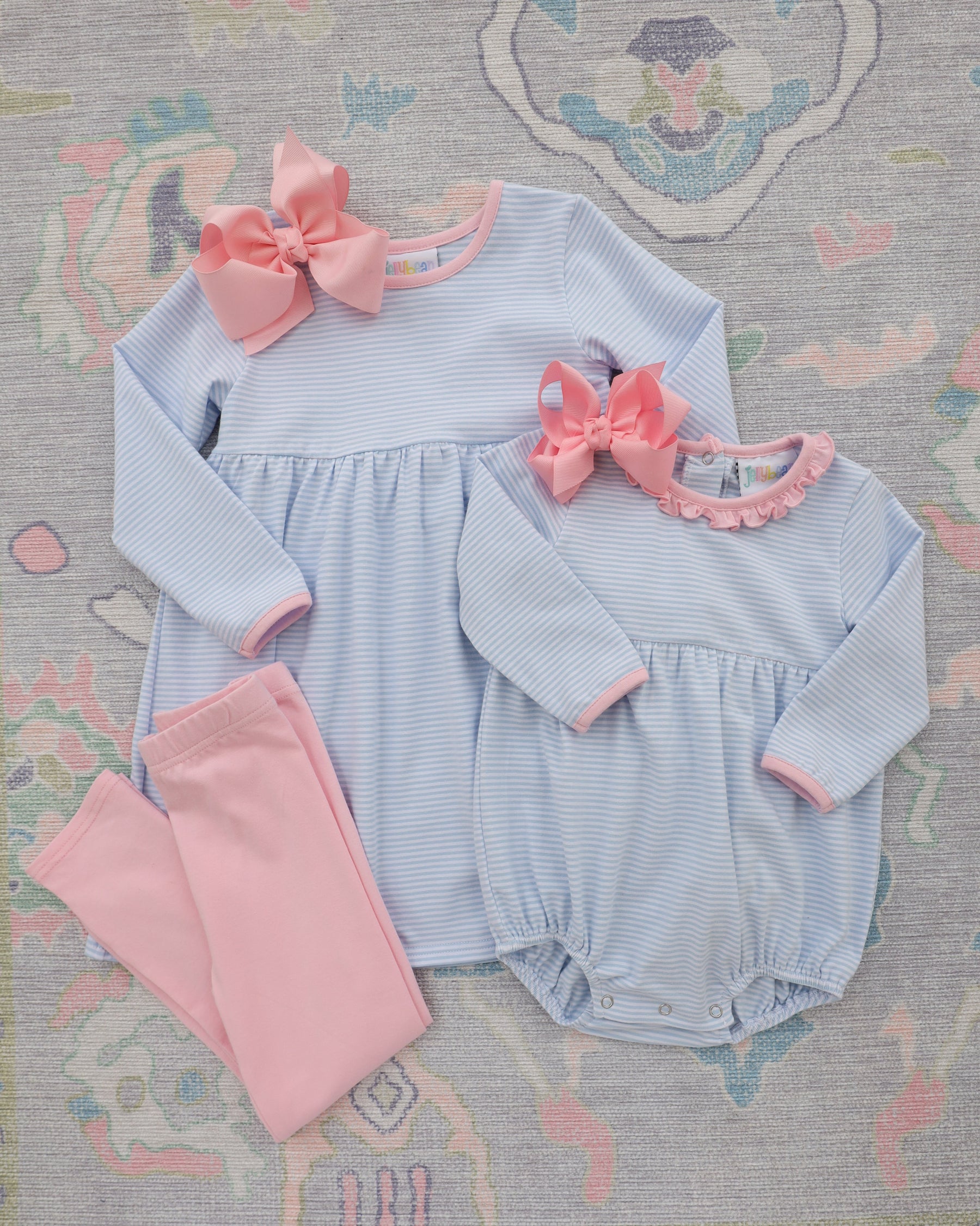 Sadie Pant Set- Light Blue Stripe / Light Pink