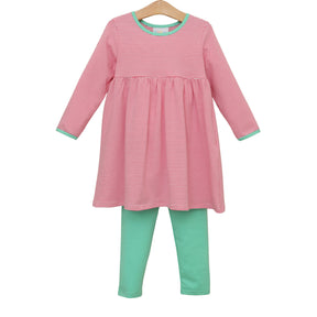 Sadie Pant Set- Pink Stripe / Mint