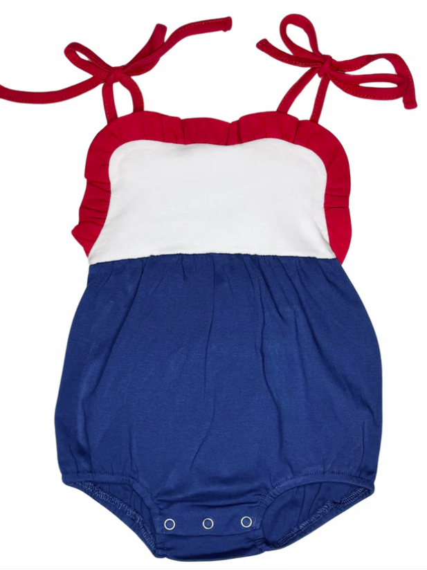 Red White and Blue Knit Tie Sunsuit