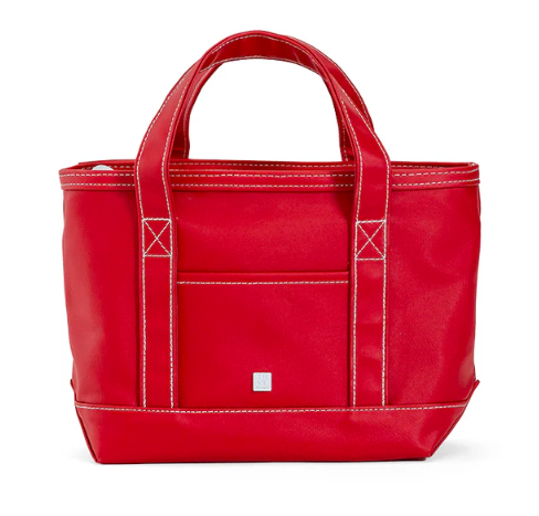 Coated Canvas Tote- Red