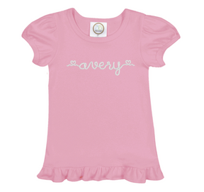 Girl's Heart Font Ruffle T-Shirt