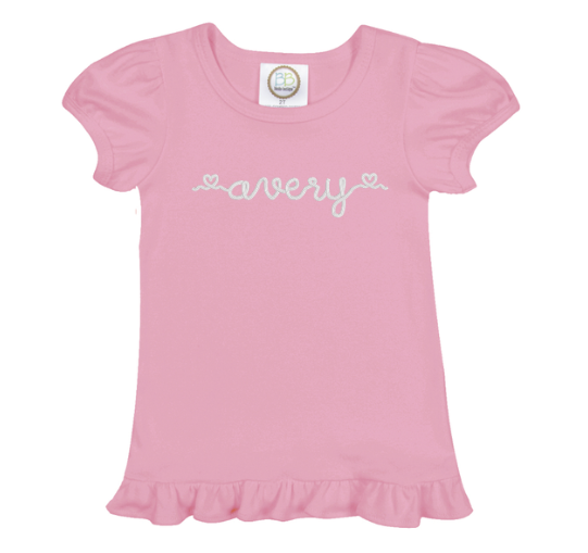 Girl's Heart Font Ruffle T-Shirt