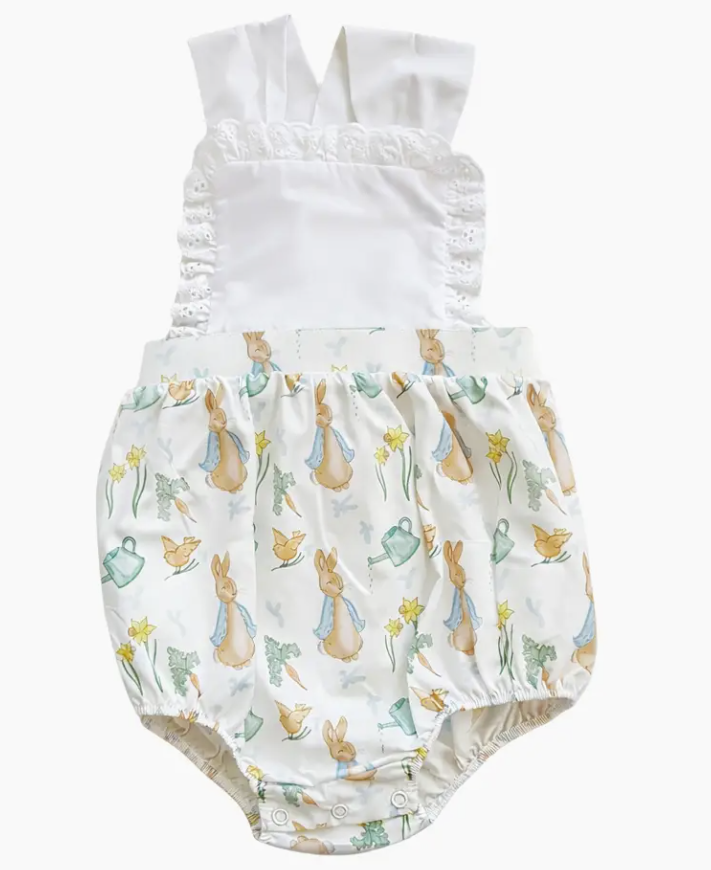Girl's Watercolor Rabbit Print Sunsuit