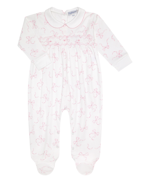 Nella Pima Girl's Charming Bows Smocked Footie