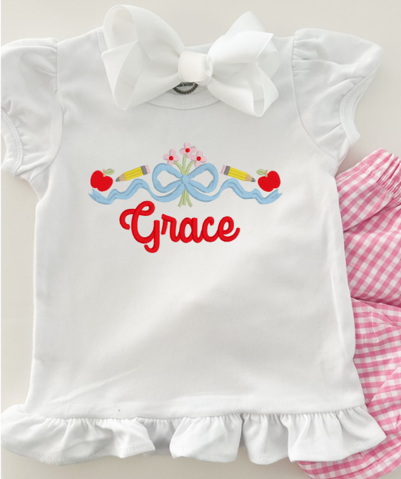 Girl's Back to School Bow Crest