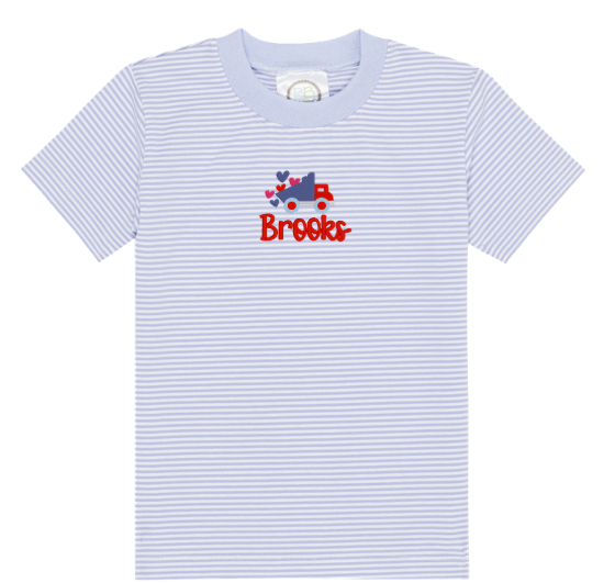 Boy's Valentine's Day Dump Truck Stripe T-Shirt