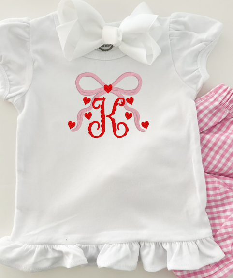 Girl's Scallop Heart Bow