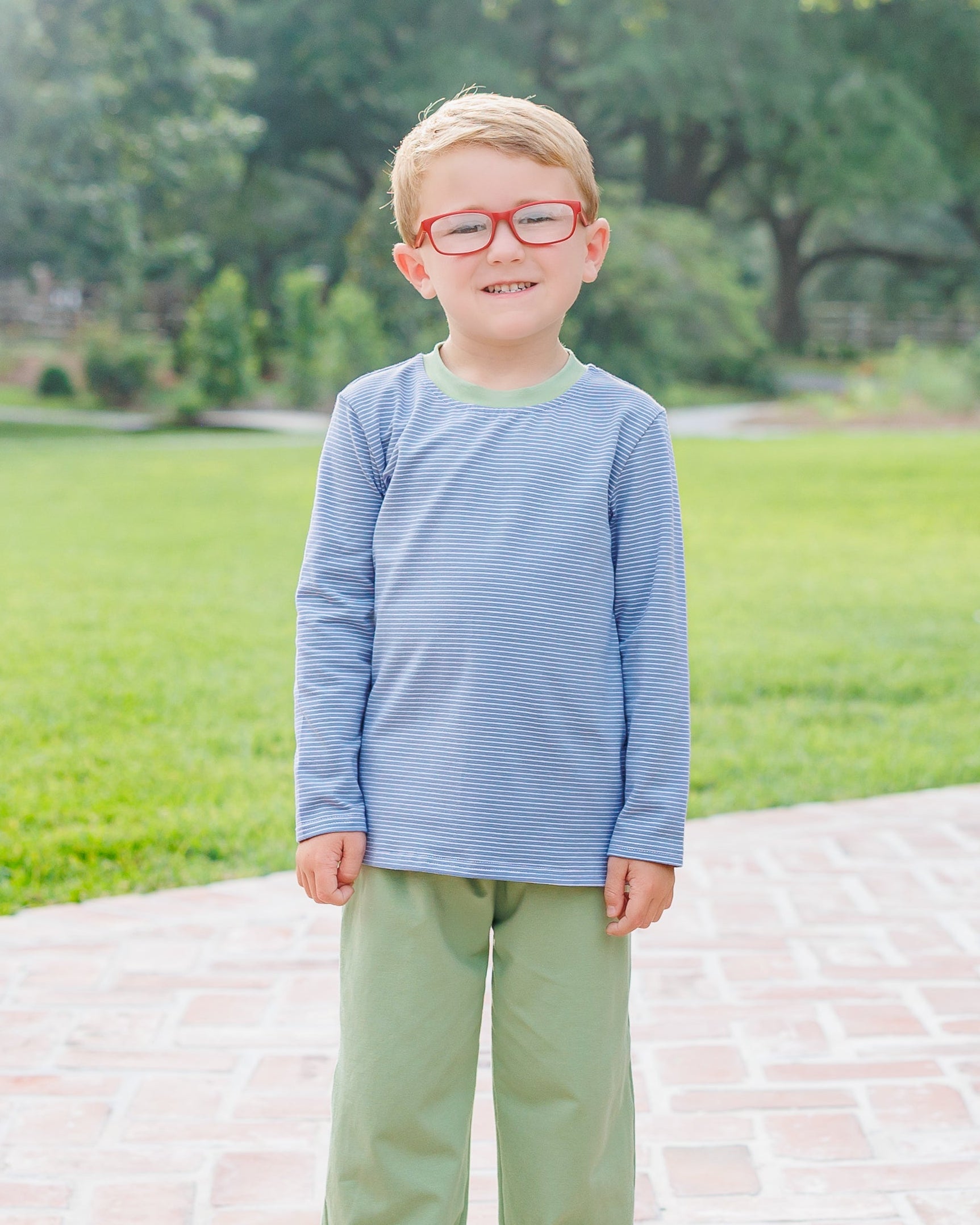 Thomas Pant Set- Dusty Blue Stripe / Sage