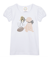 Girl's Puff Sleeve Game Day Pup T-Shirt