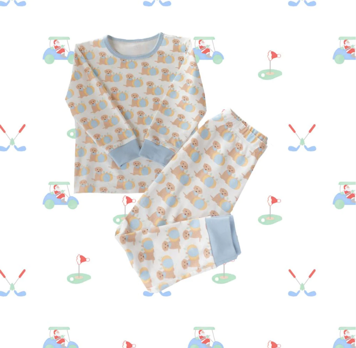 Golf Santa Organic Cotton Christmas Pajama Set