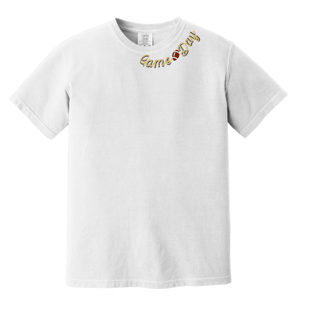 Game Day Collar Embroidery Comfort Colors Shirt- Adult