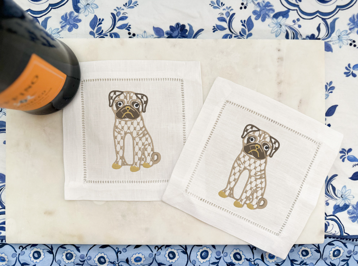 Pug Cocktail Napkin Set